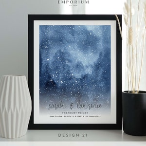 Personalised Star Map Print, Night We Met Anniversary Gift, Stars The Night Sky, Stars Above Map Poster, Wedding Constellation Gift #192