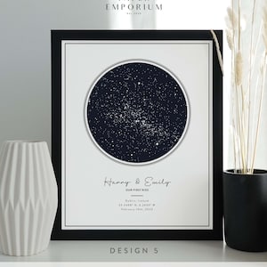 Impression personnalisée de carte des étoiles, cadeau d'anniversaire de date spéciale, affiche d'étoile imprimée ciel nocturne, cadeau de mariage, impression constellation, cadeau personnalisé #009