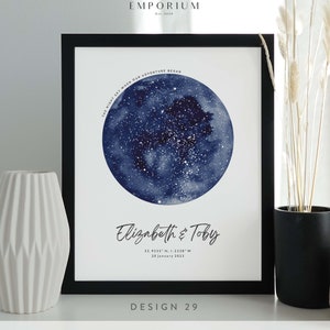 Personalised Star Map Print, Night We Met Anniversary Gift, Stars The Night Sky, Stars Above Map Poster, Wedding Constellation Gift #190