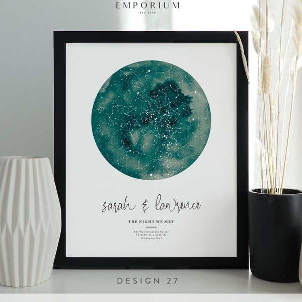 Personalised Star Map Print, Night We Married, When We Met, Stars The Night Sky Stars Above Map Poster Wedding Constellation Print Gift #203