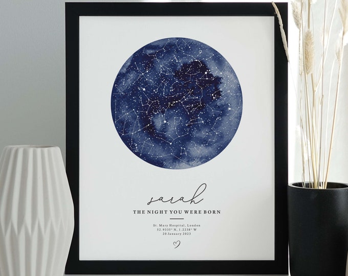 Custom Star Map Print: Baby Constellation Gift or Any Event