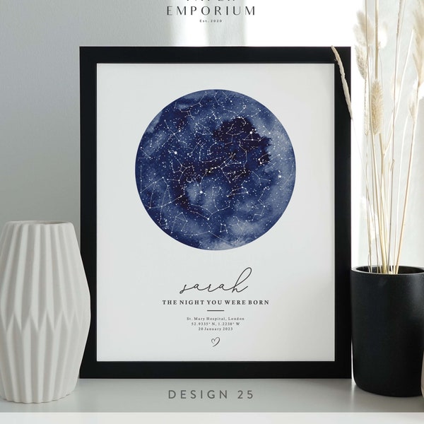 Custom Star Map Print, Night You Were Born, New Baby Gift, Stars The Night Sky, Stars Above Map Poster, Wedding Constellation Print Gift