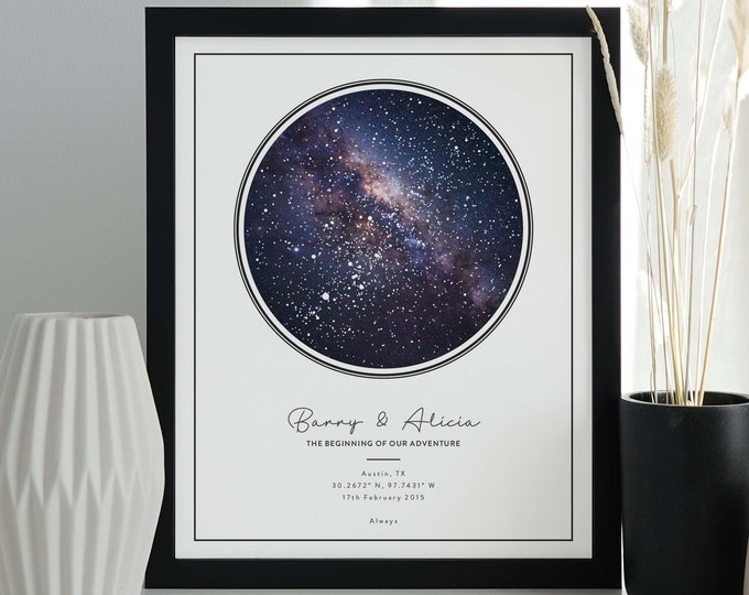 Custom Star Map Print, Night We Met Anniversary Gift, Night Sky Print, Map Star Poster, Wedding Gift, Constellation Print, Personalised