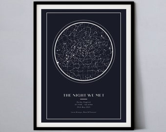Constellation Of The Night We Met Star Map By Date | Etsy