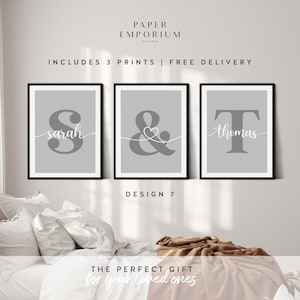 Initial Wall Prints For The Bedroom | Couples Wall Print | Personalised His and Hers Name Prints | Wall Prints | Personalised Prints #276