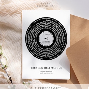 Cartão com letra de música perfeito para casamento ou aniversário, cartão de aniversário, esposa e marido, letra personalizada, música personalizada, presente, cartão de felicitações #417