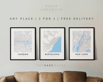Any Location Map Prints with 3 for 2 Offer, - City Print, City Map, Map Print, Map Print, Map Print Poster Custom Map, Personalised Map #408