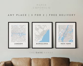 Any Location Map Prints with 3 for 2 Offer, - City Print, City Map, Map Print, Map Print, Map Print Poster Custom Map, Personalised Map #061