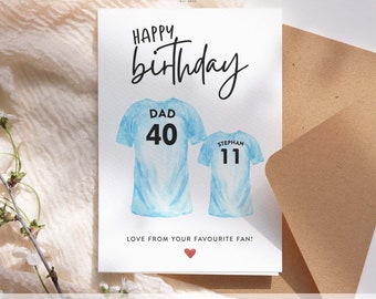 Football Birthday Card For Dad - Happy Birthday Dad, Dads Card, Footy Card, Custom Birthday Card, For Daddy, Personalised, For Dad #220