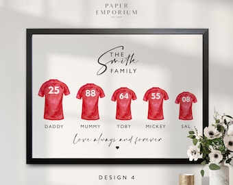 Custom Family Football Shirt Print: Personalised Wall Art