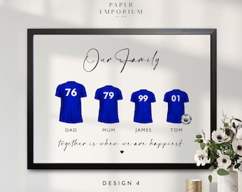Custom Family Football Shirt Print: Personalised Wall Art