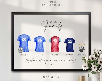 Custom Family Football Shirt Print: Personalized Wall Art