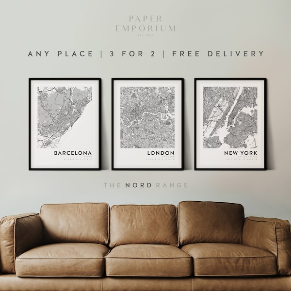 Custom Map Prints of Any Location, 3 for 2 Offer, - City Print, City Map, Map Print, Map Print, Map Print Poster, Custom Map #409