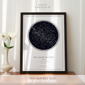 Framed Star Map Print, Night We Met Anniversary Gift, With Frame, Night Sky Print, Star Map, Constellation Print, Personalised Gift #347