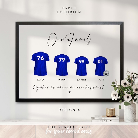 Custom Family Football Shirt Print: Personalised Wall Art