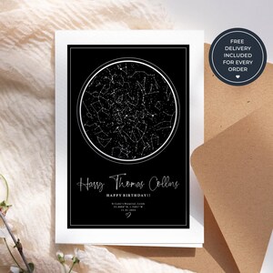 The Day You Were Born Birthday Card, Personalised Star Map Greeting Card, Unique Birthday Keepsake