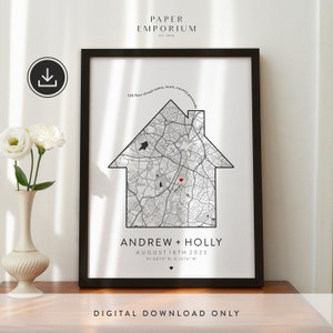 Digitale La nostra prima casa, La casa è dove si trova il cuore, Stampa mappa regalo - Nuova casa, Prima casa, Regalo di fidanzamento o anniversario, Decorazione personalizzata n. 307