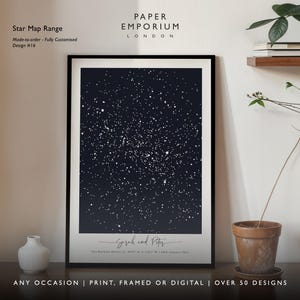 Impression personnalisée de carte des étoiles, date spéciale pour les couples, cadeau d'anniversaire, étoiles dans le ciel nocturne, affiche étoiles au-dessus de la carte, cadeau constellation de mariage #023