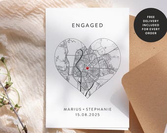 Nos fiançailles - Votre emplacement personnalisé - Quand nous nous sommes rencontrés, carte d'anniversaire en papier, cartes, couple femme mari, carte pour lui, carte pour elle #171
