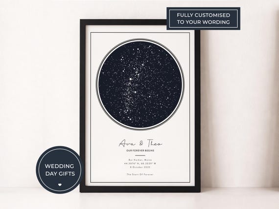 The Day We Got Married Star Map, Personalised Wedding Gift, Custom Night Sky Print, Anniversary Keepsake