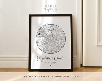 Custom Our First Home Print, Home is Where the Heart Is, Gift Map Print - New Home, First Home, Engagement or Anniversary Gift, Custom #139