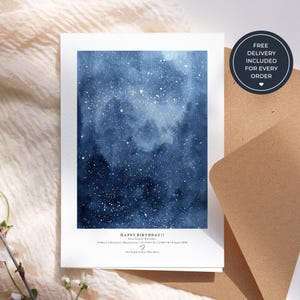 Personalised Birthday Greeting Card, The Night You Were Born Star Map Card, Custom Night Sky Keepsake