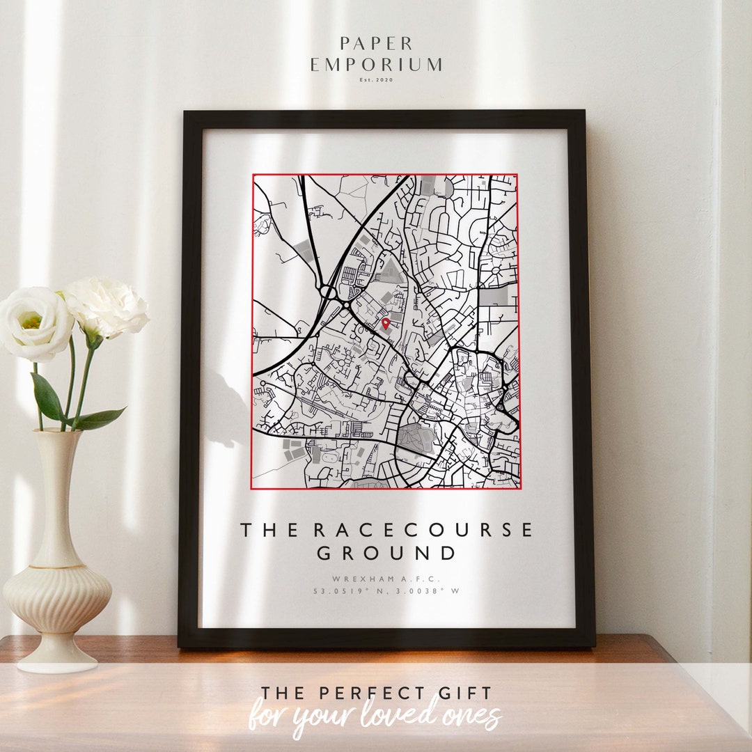 Wrexham Football Stadium Location, Map Print, Map Prints, Any Team