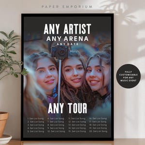 Custom Set List - Any Band or Artist, Gift for Friend, Memorable Concert Gig or Event, Fully Personalised To Request, Custom Print Gift #401