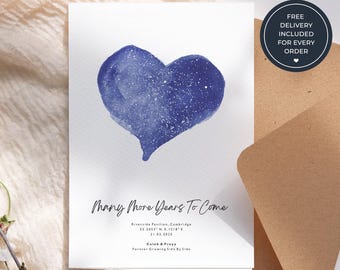 Personalised Couple Anniversary Card, Custom Night Sky Star Map Greeting Card, Romantic Keepsake