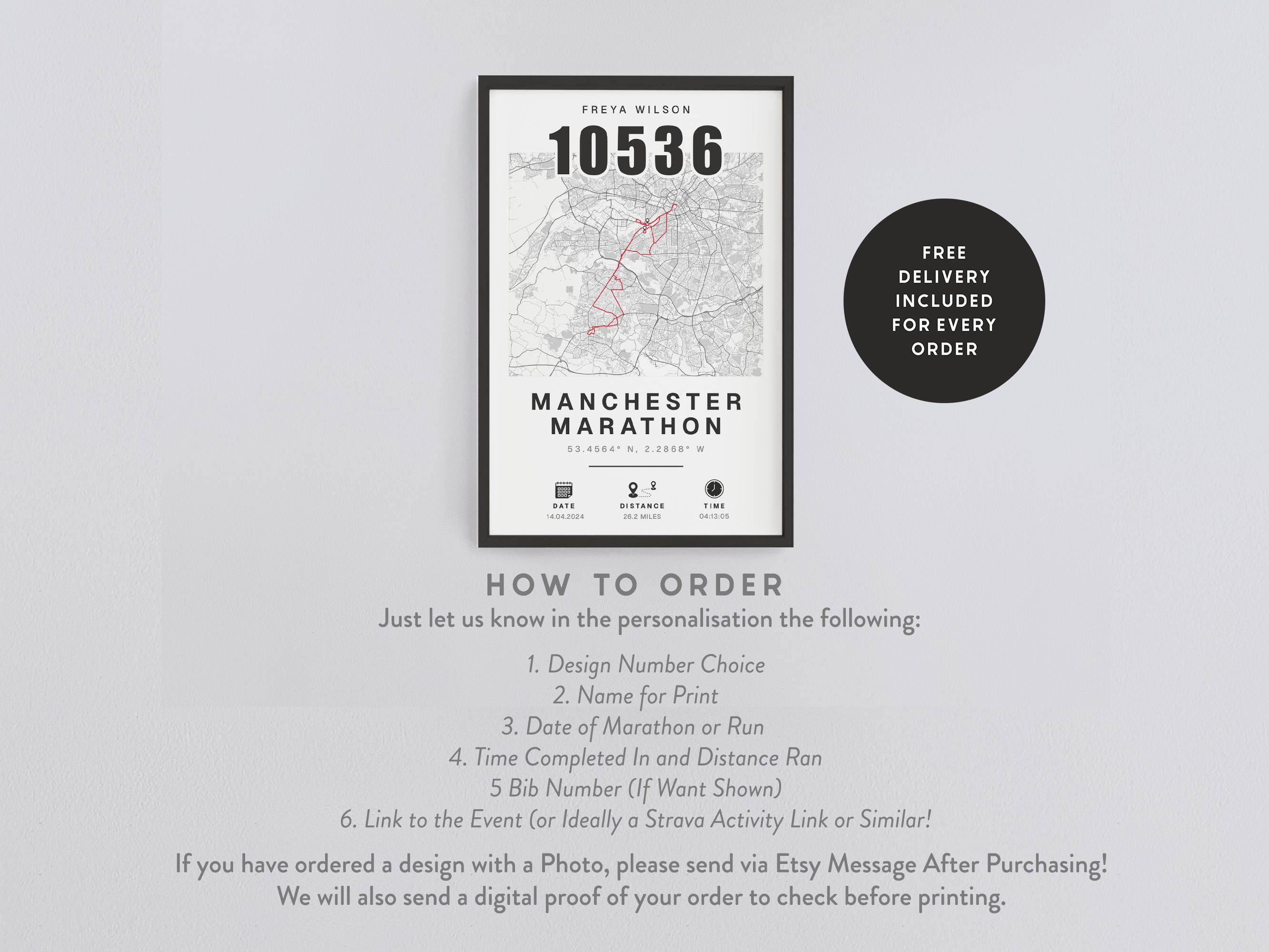 Any Marathon or Run Completion Map - Perfect Gift for Runners, New York Marathon, Personalised Completion Data, Commemorate 10k 5k Gift #320
