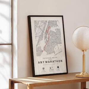 Personalised Marathon Completion Map: Runner Gift, New York or Any Race image 2