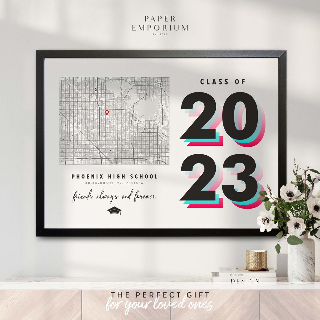 Custom High School Graduation Map Print: Personalised Keepsake - Etsy