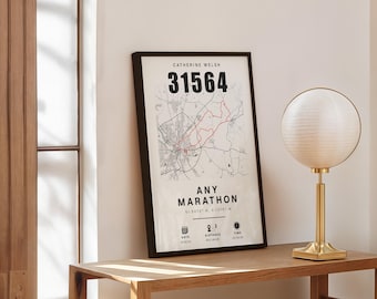 Impression personnalisée de la carte du marathon : souvenir de la course de York ou tout autre événement