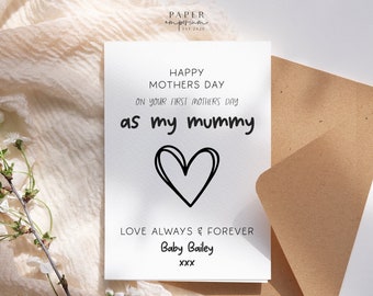 Primera tarjeta del Día de las Madres, para mamá, tarjeta personalizada del Día de las Madres de Bump, para ella, tarjeta de mamá, regalo para mamá, primogénito, día de la mamá #414