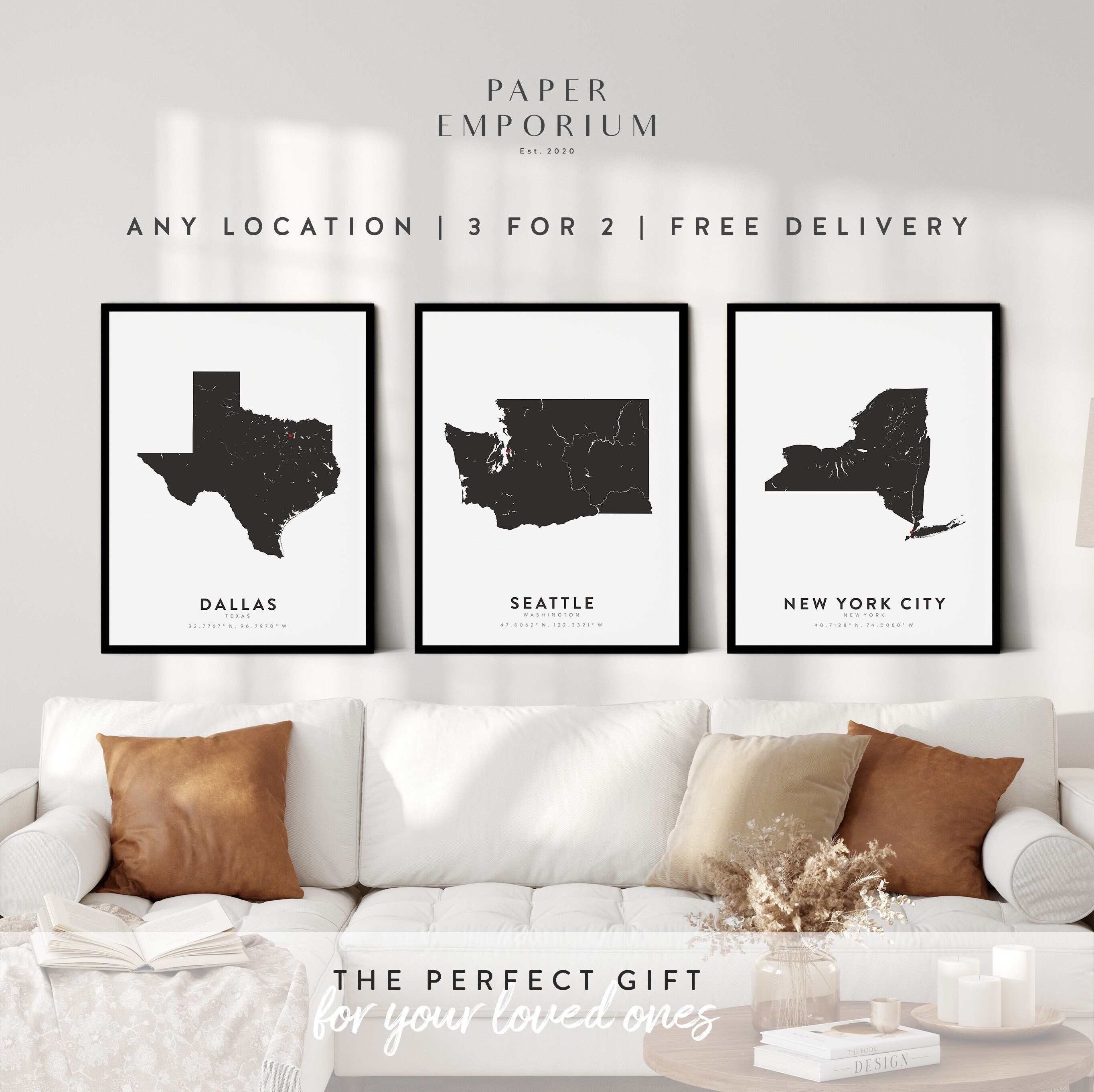 Custom City & State Map Print: Any Location, Minimalist Wall Art
