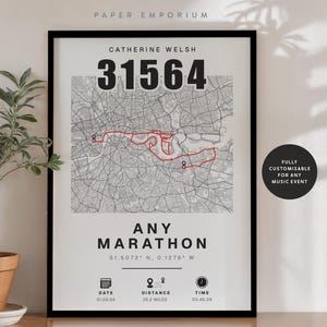 Personalised Marathon Completion Map: Runner Gift, New York or Any Race image 9