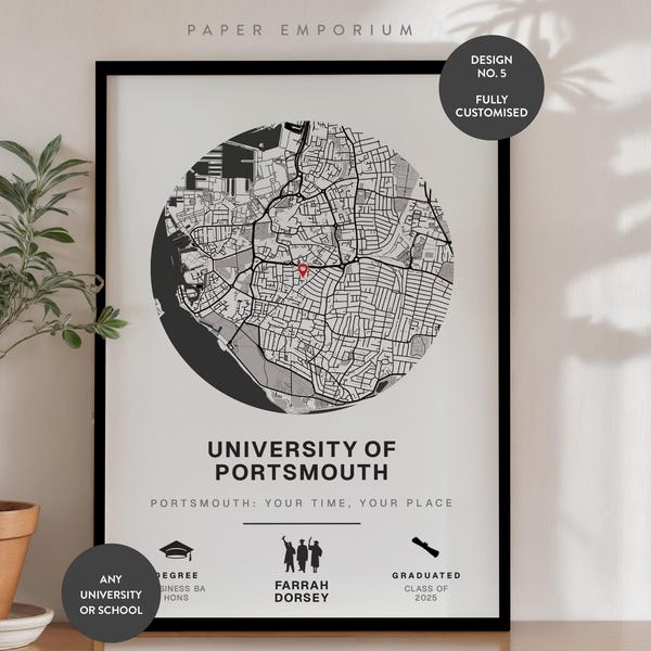 Personalised Graduation Map Print | University Graduation Gift | Custom College Location Wall Art | Son Daughter Gift