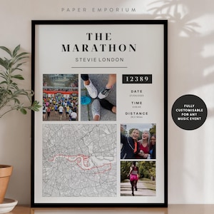 Voltooiingskaart voor marathons of hardlopen - perfect cadeau voor lopers, gepersonaliseerde voltooiingsgegevens, herdenking, 10k 5k volledig of half cadeau #321