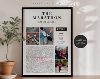Custom Marathon Runner Gift - ANY Marathon - Include Photos and Stats for Personalised Added Touch - Preview Available Before Printing