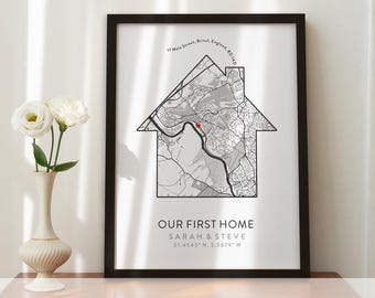 Home is Where the Heart Is Print, First Home, Gift Map- New Home, First Home, Engagement or Anniversary Gift, Custom Décor, For Mum #092