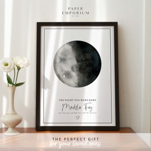 New Born Custom Moon Phase Print | Gift The Night You Were Born, Astrology Print, Moon PrintGift, Nursery Decor for New Born, Mothers #295