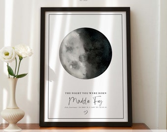New Born Custom Moon Phase Print | Gift The Night You Were Born, Astrology Print, Moon PrintGift, Nursery Decor for New Born, Mothers #295