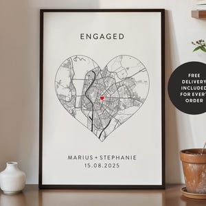 Verloofde print - jouw aangepaste locatie - ons verlovingsdecor, verlovingsherinnering, kaarten, echtgenote echtgenoot koppel, kaart voor hem, kaart voor haar #119