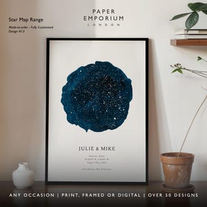 Stampa mappa stellare personalizzata, regalo di anniversario della notte in cui ci siamo incontrati, stampa cielo notturno, poster mappa stellare, regalo di nozze, stampa costellazione, personalizzato #018
