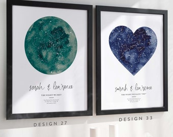 Custom Star Map Anniversary Gifts For Him Personalized Night Sky