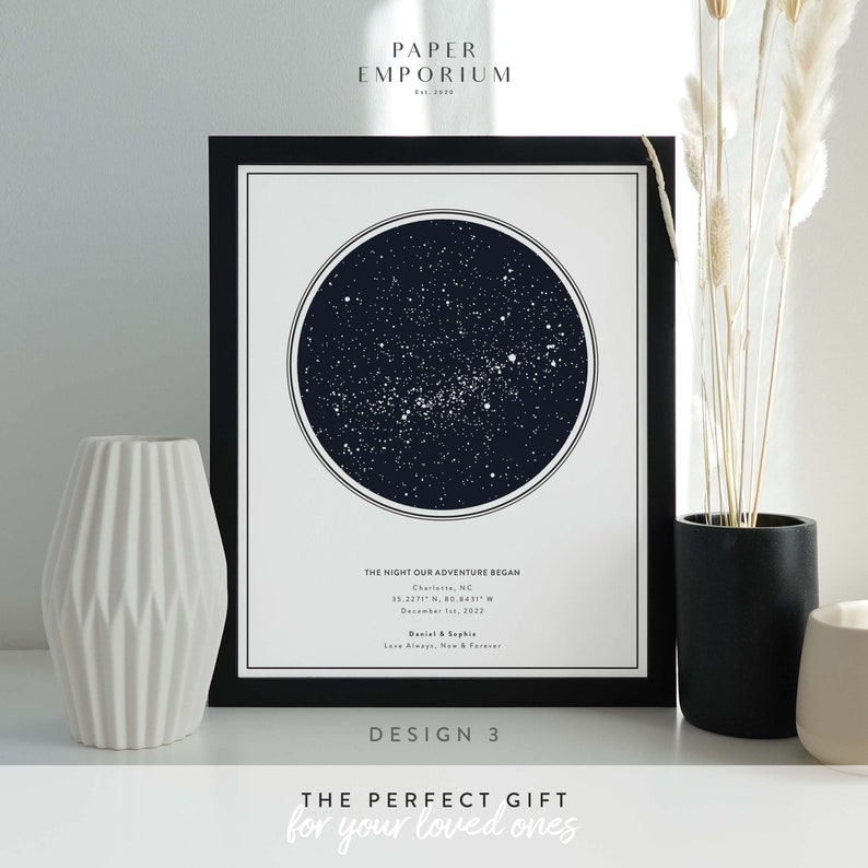 Custom Star Map Print, Night We Met Anniversary Gift, Night Sky Print, Star Map Poster, Wedding Gift, Constellation Print, Personalised Gift image 3