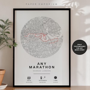 Jeder Marathon oder Lauf Abschluss Karte - perfektes Geschenk für Läufer, personalisierte Abschluss Daten, Gedenken, 10k 5k voll oder halb Geschenk # 419