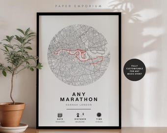 Personalized Marathon Completion Map: Runner Gift, Custom Race Data