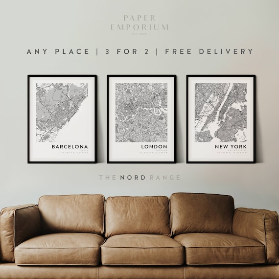 Custom Map Print of Any Location - Any City - Any Town - Fully Personalised With Your Wording - Framed or Printed - Digital Options