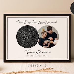 Etoile de lune et cartes personnalisées - Où nous nous sommes rencontrés - mariés - fiançailles, impressions de cartes n'importe où, impression d'amour notre histoire, cadeau de carte, affiche n° 132